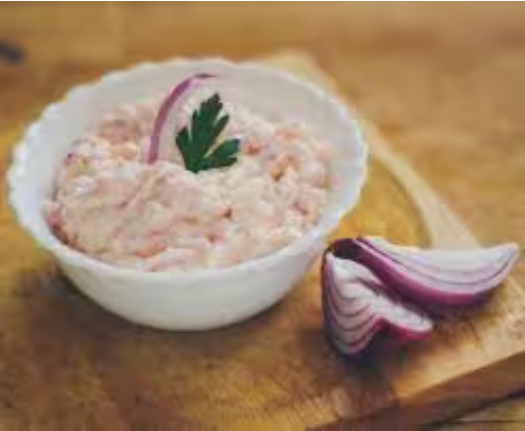 ICRE DE CRAP SALBATIC,FRECATE CU ULEI SI LAMAIE,GARNISITE CU CEAPA 500GR